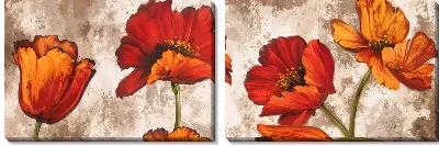 Модульная картина Сюжет с оранжевыми маками