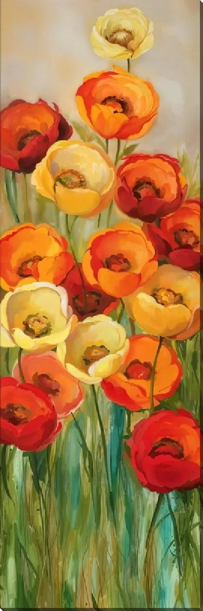 Картина маслом Желтые и красные маки