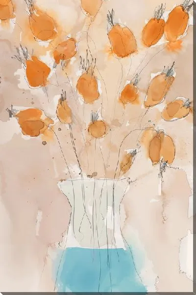 Картина маслом Оранжевые маки в графине с водой