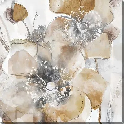 Картина маслом Светло-коричневый мак крупным планом