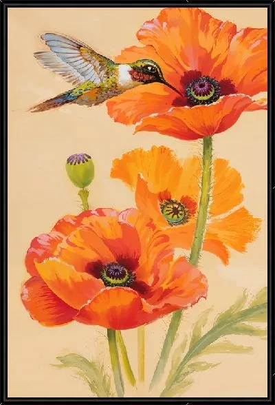 Картина Колибри и маки