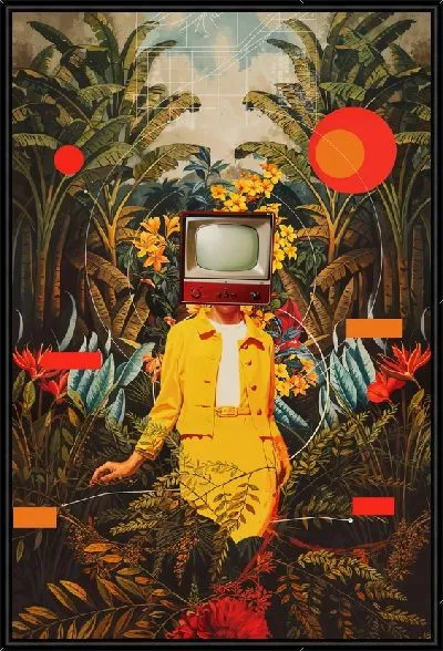 Картина Коллаж девушка с телевизором вместо головы