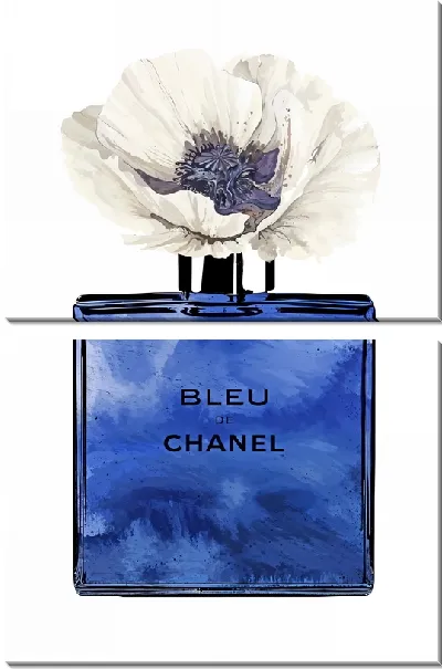 Модульная картина Духи Шанель и белый мак