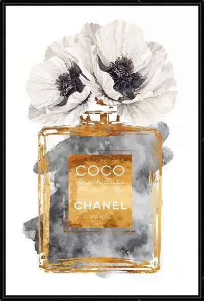 Картина Духи с позолотой и белыми маками