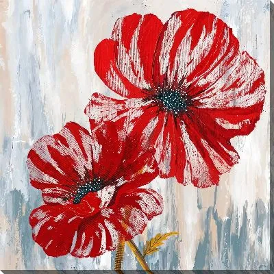 Картина маслом Два мака на текстурном фоне