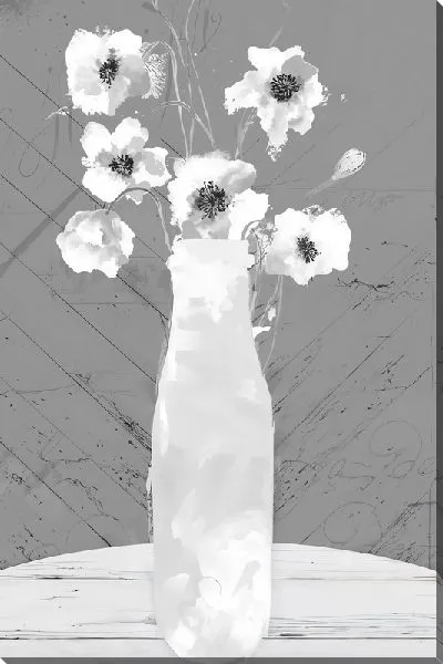 Картина маслом Белые маки в белой вазе