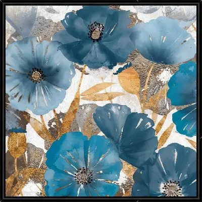Голубые маки с золотыми включениями