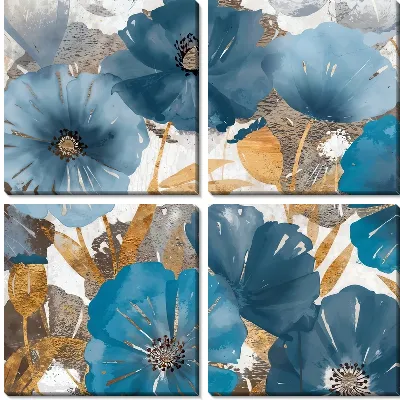 Голубые маки с золотыми включениями