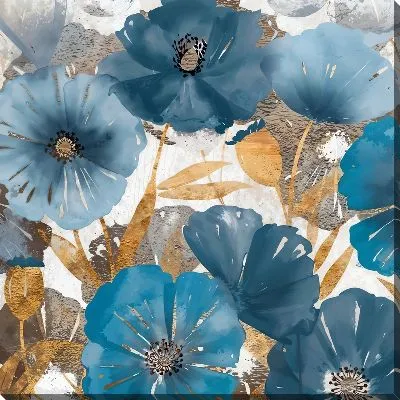 Голубые маки с золотыми включениями