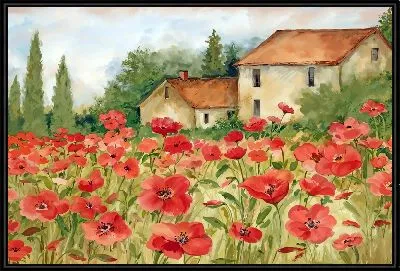 Картина Поле с маками в деревне