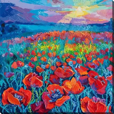 Постер Поле маков в стиле мастихин