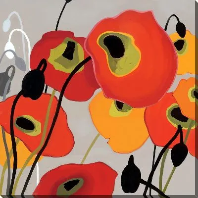 Картина маслом Маки в стиле примитивизм