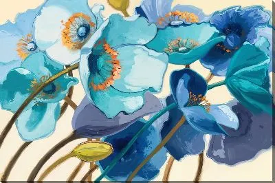 Картина маслом Маки голубых и синих оттенков