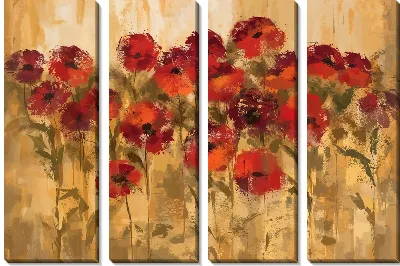 Модульная картина Винтажные маки №2