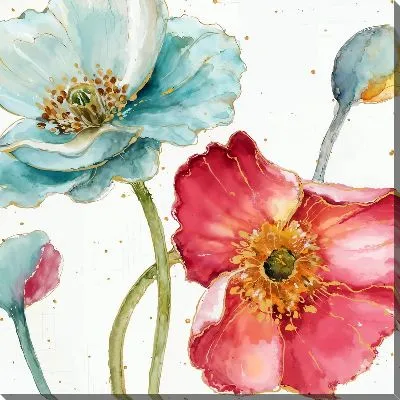 Картина маслом Маки в акварельной технике исполнения