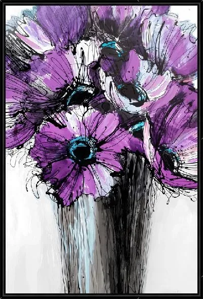 Картина Фиолетовые маки в вазе