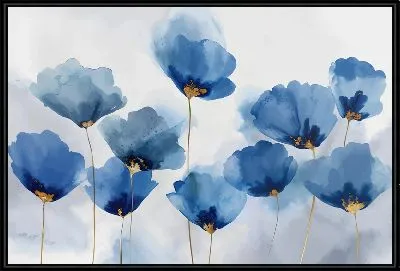 Синие маки с золотыми включениями