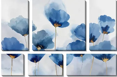 Синие маки с золотыми включениями