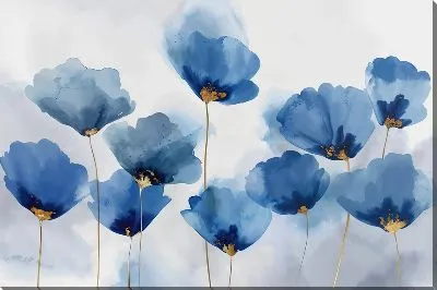 Синие маки с золотыми включениями