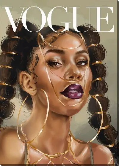 Постер Африканка с круглыми сережками на обложке Voque