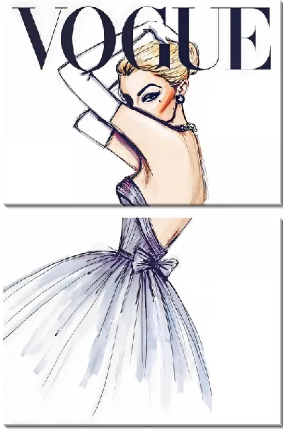 Модульная картина Модница в платье