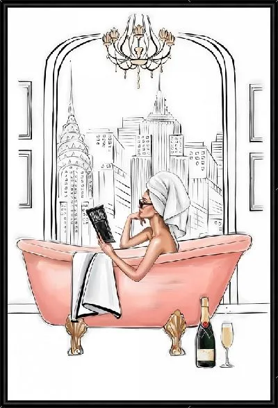 Картина Модница в розовой ванне