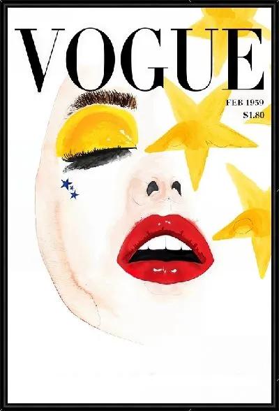Картина Девушка с красными губами на обложке журнала Voque