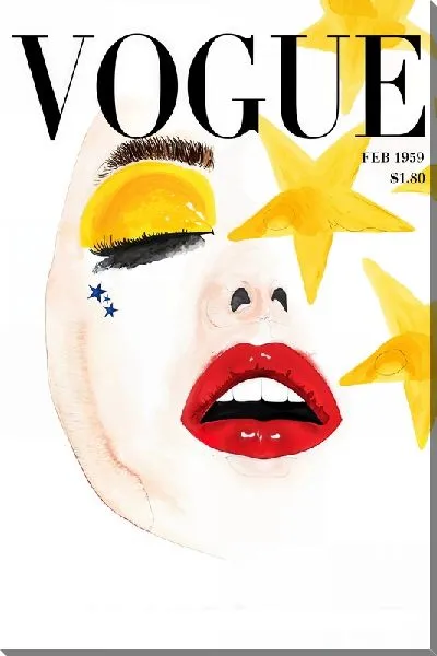 Картина маслом Девушка с красными губами на обложке журнала Voque