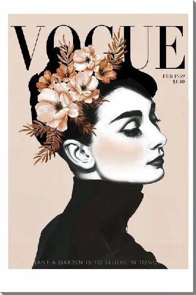 Картина маслом Одри Хепберн с цветами на голове