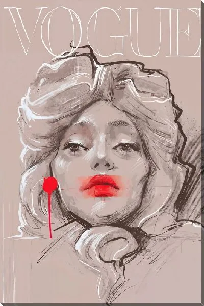 Картина маслом Девушка с красными губами и сережкой