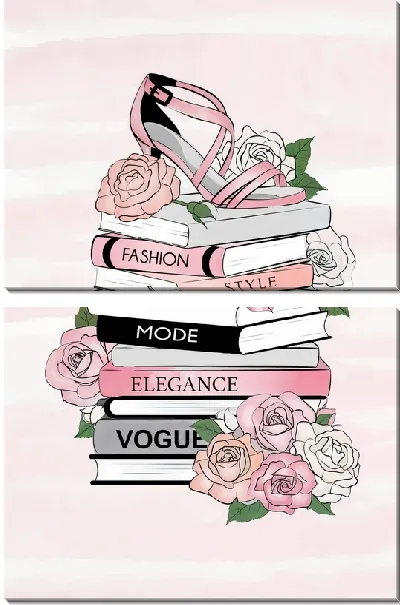 Модульная картина Туфли на книгах и розы