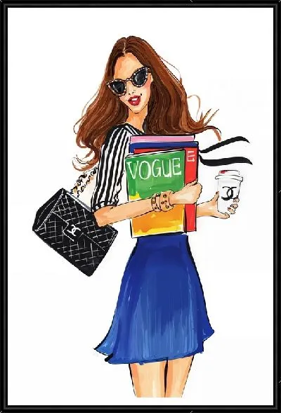 Картина Модница с кофе и журналами