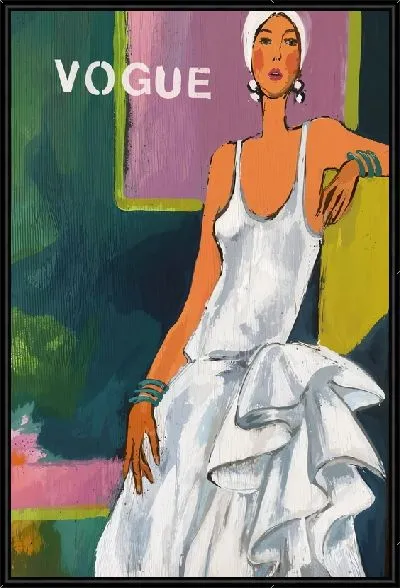 Картина Модная дама в белом платье