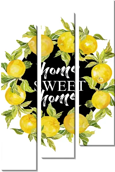 Модульная картина Home sweet home и лимоны
