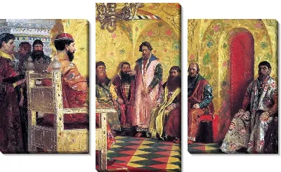 Сидение царя Михаила Федоровича с боярами в его государевой комнате (The seat of Tsar Mikhail Fyodorovich with Boyars in his sovereign's room)