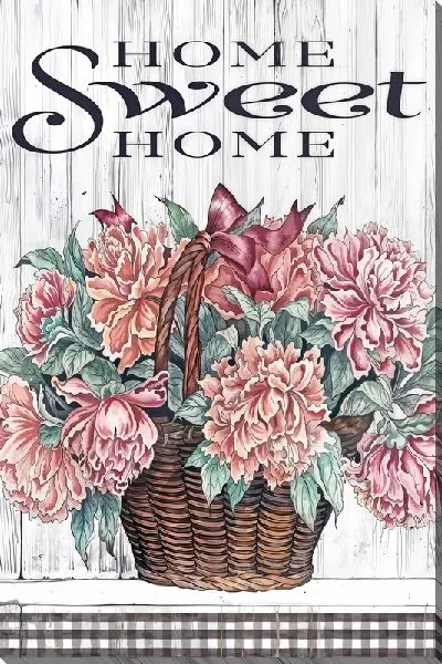Картина маслом Home sweet home и пионы
