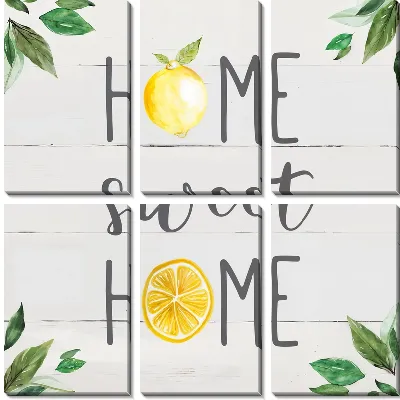 Модульная картина Home sweet home и долька лимона