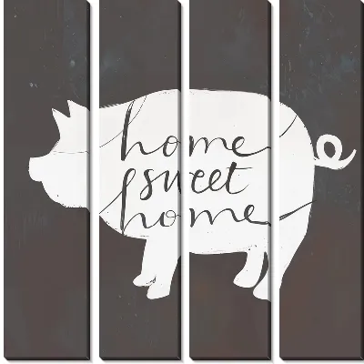 Модульная картина Home sweet home и свинка