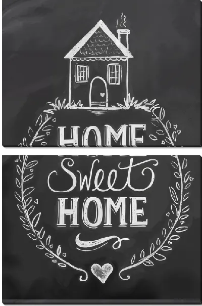 Модульная картина Рисунок на графитовой доске Home sweet home