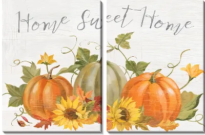 Модульная картина Home sweet home и тыквы