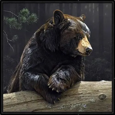 Картина Медведь на бревне