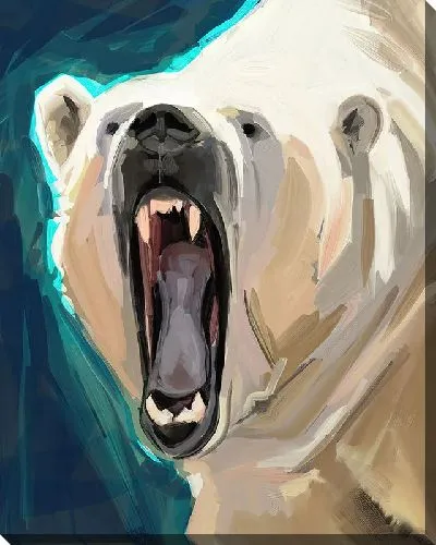 Картина маслом Рычащий белый медведь