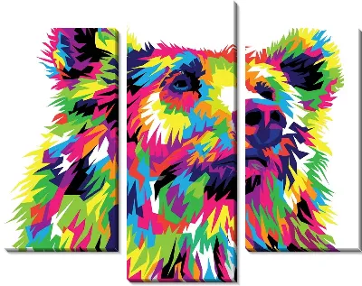 Модульная картина Медведь в стиле арт