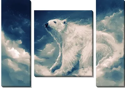 Модульная картина Белый медведь в облаках