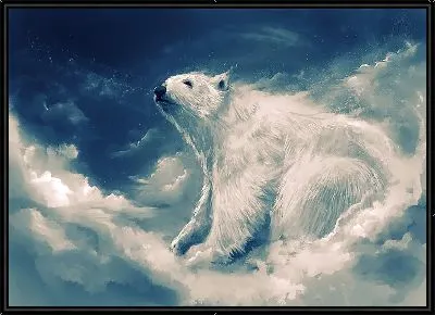 Картина Белый медведь в облаках