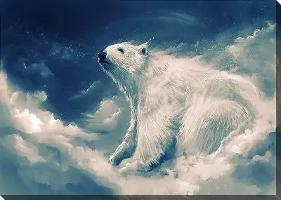 Картина маслом Белый медведь в облаках