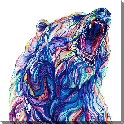 Картина маслом Рычащий медведь в стиле арт