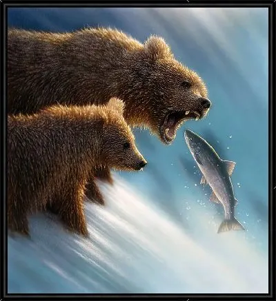 Картина Медведи на рыбалке