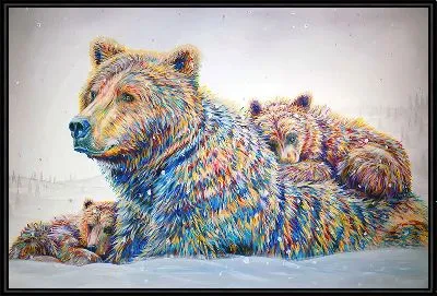 Семья медведей в стиле арт