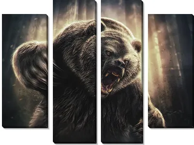 Модульная картина Грозный медведь №2